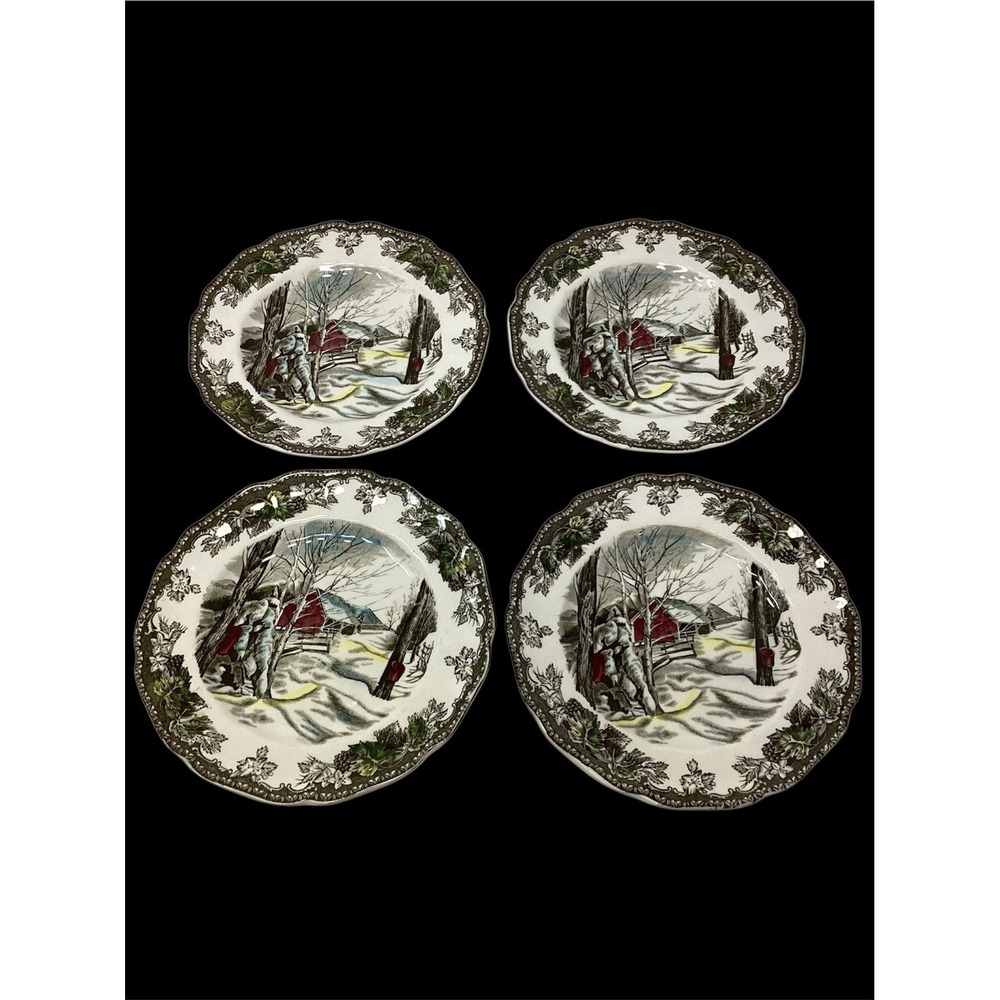 Vintage 4 Johnson Bros Plates Friendly Village Sugar Maples Bread & Butter 6"